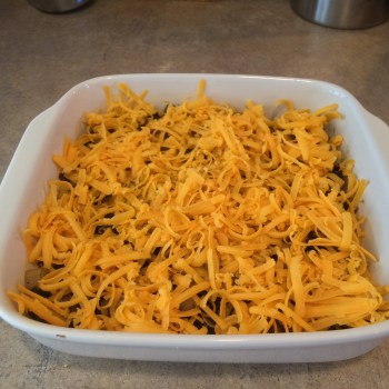Casserole dish with cheese added