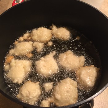 Halfway through frying